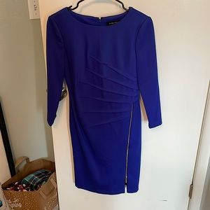 IVANKA TRUMP size four dark blue with gold zipper dress